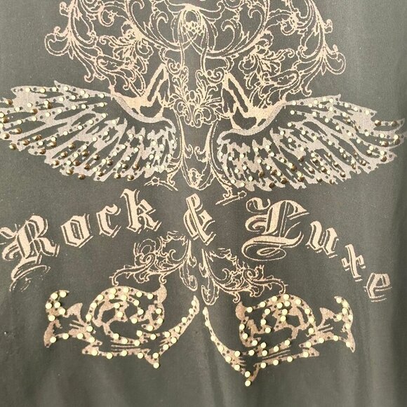 Express Womens L Black Rock & Luxe Tank Cyber Goth 90s Y2K Grunge Rockabilly - Picture 4 of 9